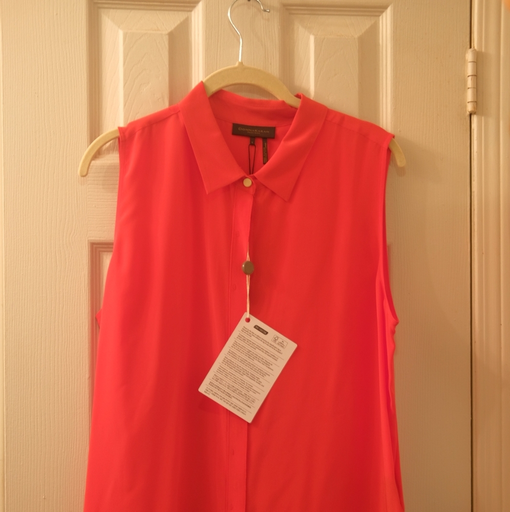 NWT Donna Karan Washed-silk shirt (L)